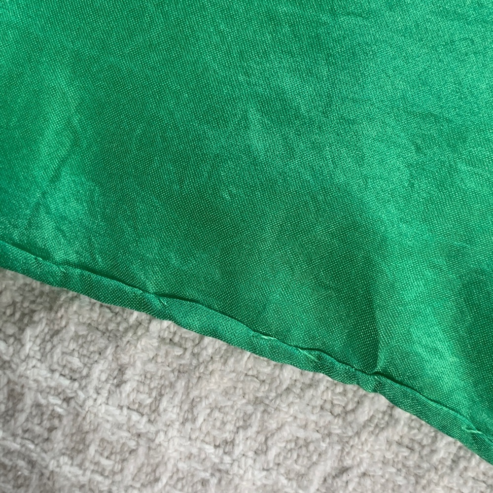 Green Solid Square Silk Scarf - image 2